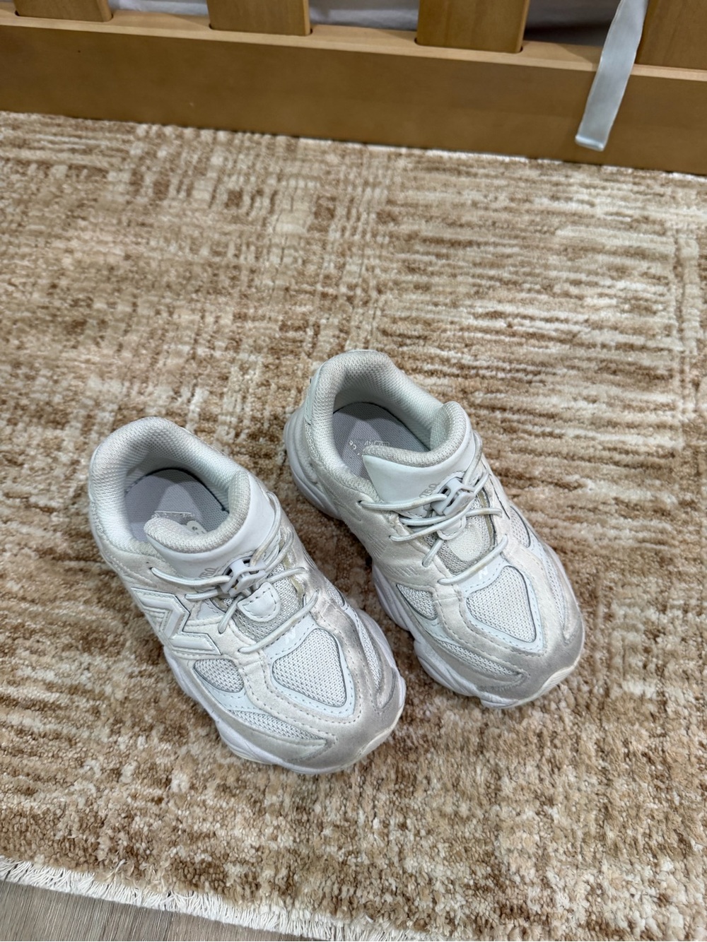 New Balance White and Light Gray Kids Sneakers